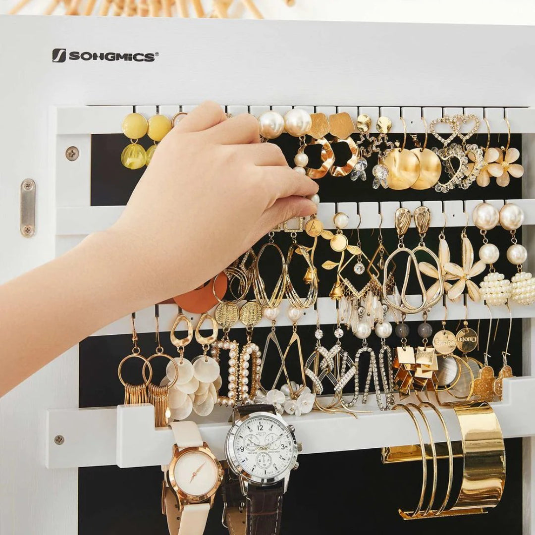 Lockable Mirror Jewelry Cabinet Armoire Wall Or Door Mounted