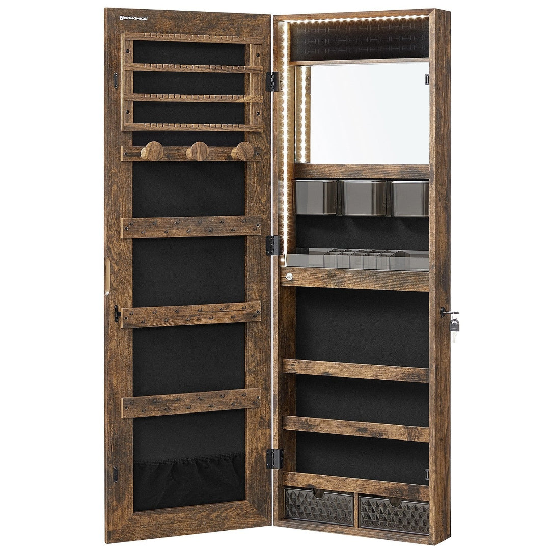 LED Mirror Jewelry Cabinet Armoire Wall Or Door Mounted