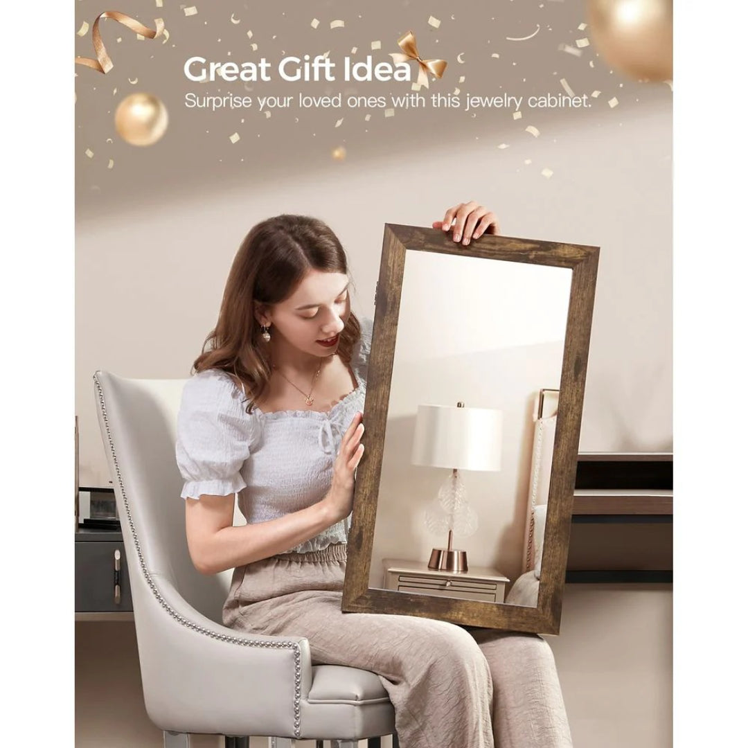 Lockable Mirror Jewelry Cabinet Wall Mounted Organizer