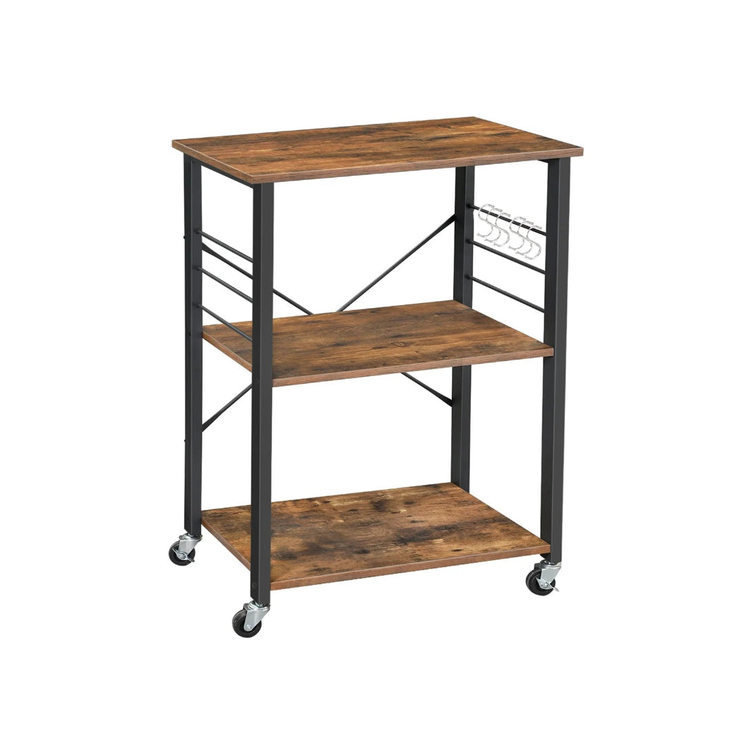 Kitchen Shelf Cart On Wheels 3 Tier Microwave Stand