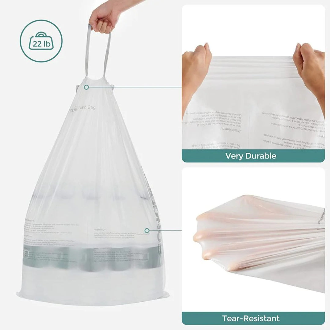 Drawstring Trash Bags, Heavy Duty Leak-Resistant Garbage Bags