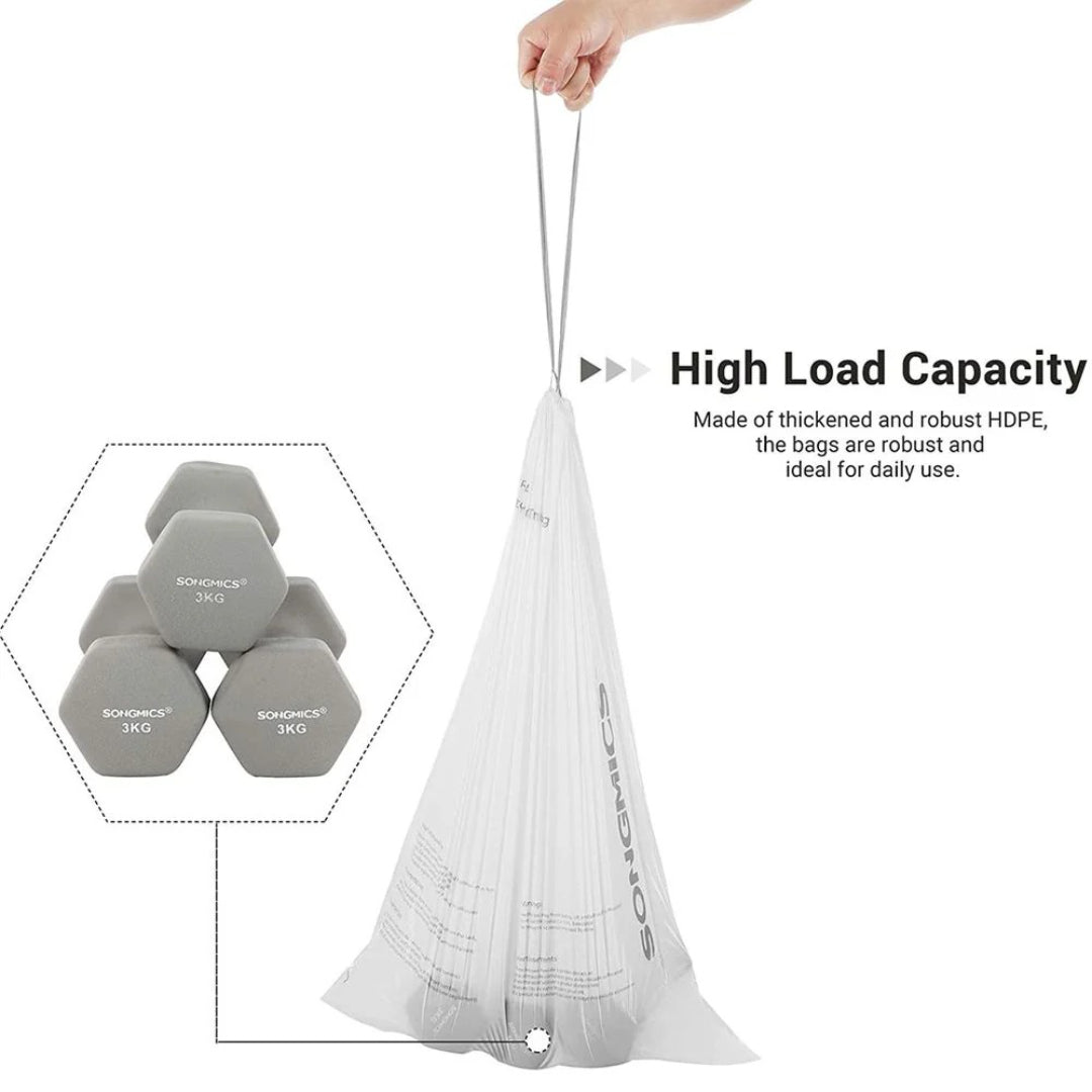 Drawstring Trash Bags, Heavy Duty Leak-Resistant Garbage Bags