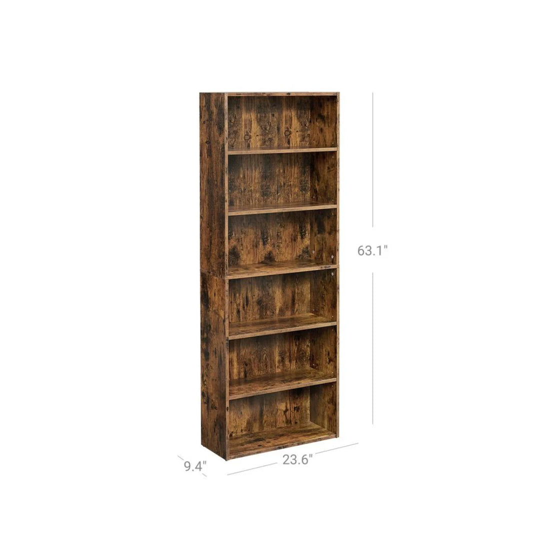 6 Tier Bookcase With Adjustable Shelves, 63.1 Inch Storage Shelf