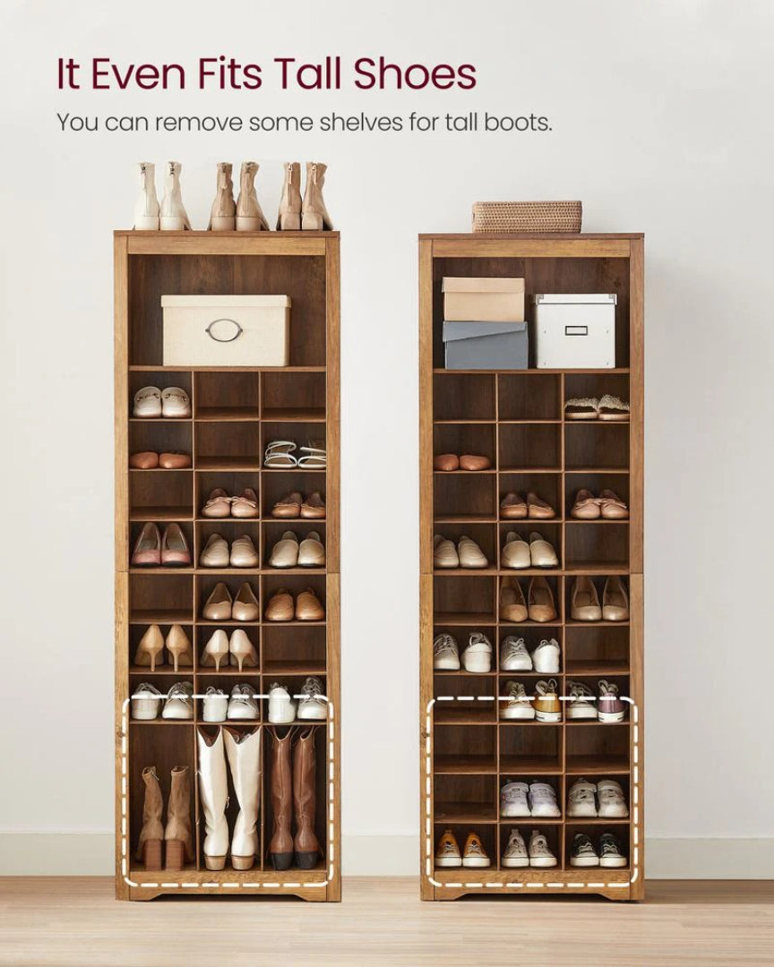 10 Tier Shoe Rack Organizer With Storage Compartments, Tall Unit