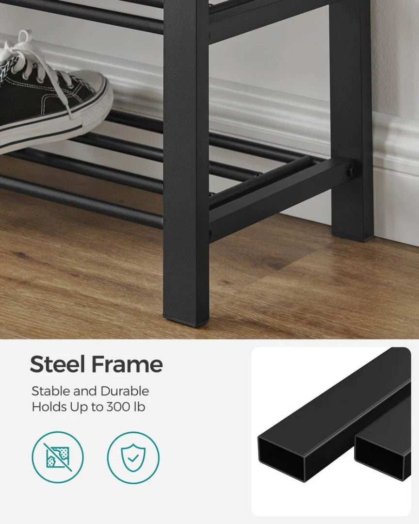 Shoe Bench With Cushion, 23.6/31.9 Inch Storage Bench