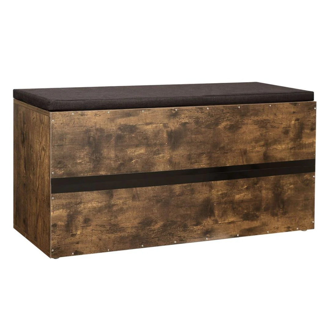 Shoe Storage Bench With Cushion, 15 Compartments Organizer