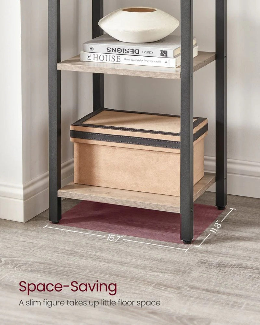 6 Tier Narrow Bookcase With Steel Frame Storage Shelf