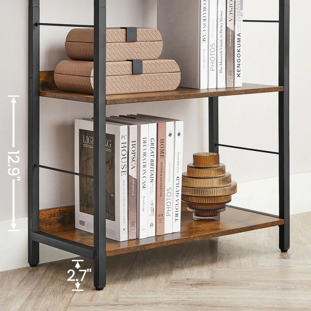 6 Tier Industrial Bookshelf With Steel Frame Storage Shelf
