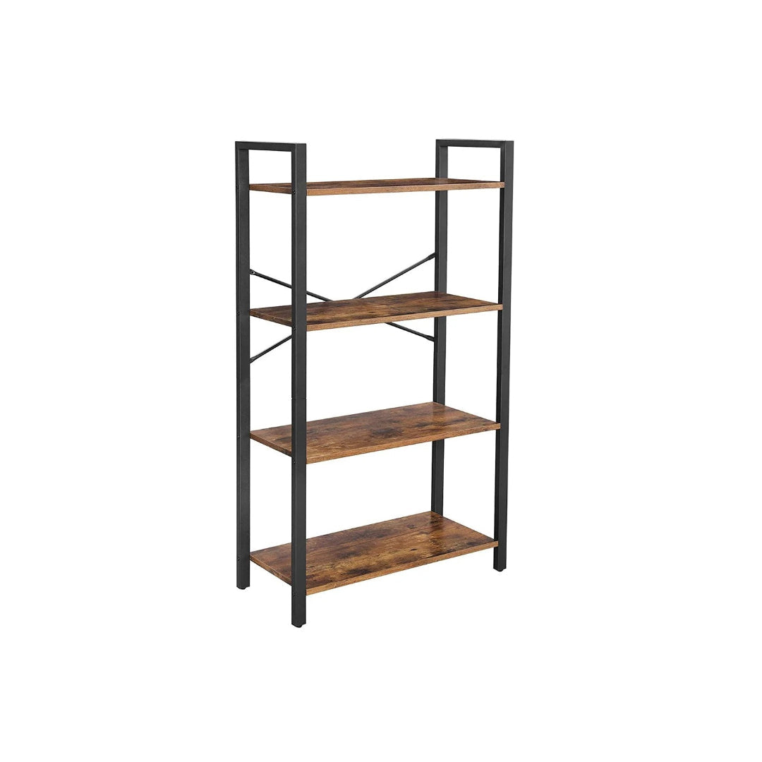 4 Tier Bookshelf With Steel Frame Industrial Storage Shelf