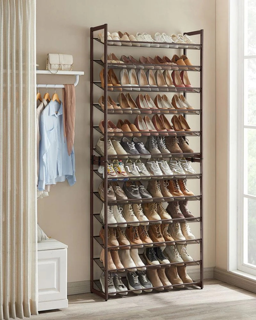 12 Tier Shoe Rack With Metal Shelves, Extra Large Storage Organizer