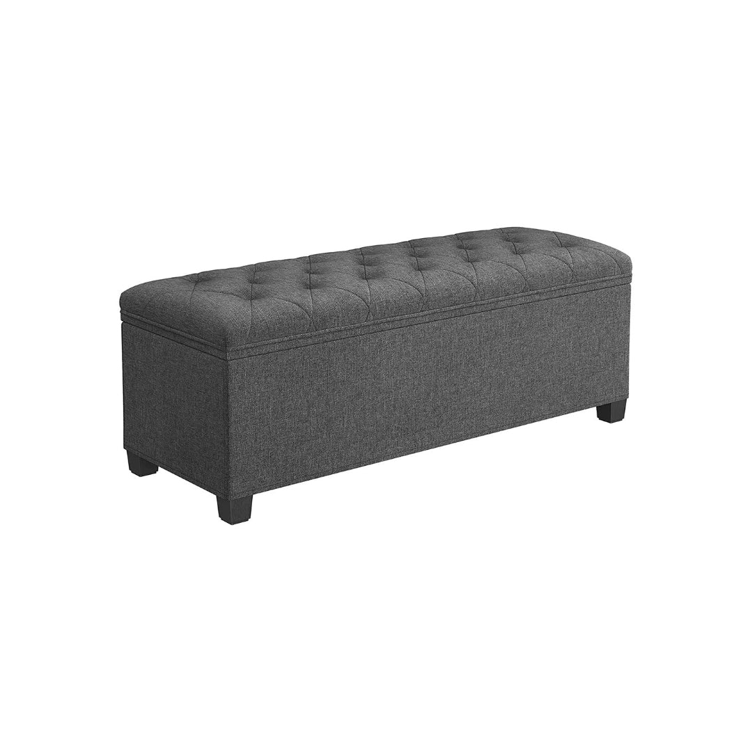43.3 Inch Storage Ottoman Bench With Legs & Flip Lid Upholstered