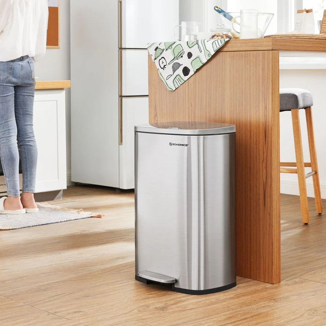13-Gallon Stainless Steel Step Trash Can with Soft-Close Lid
