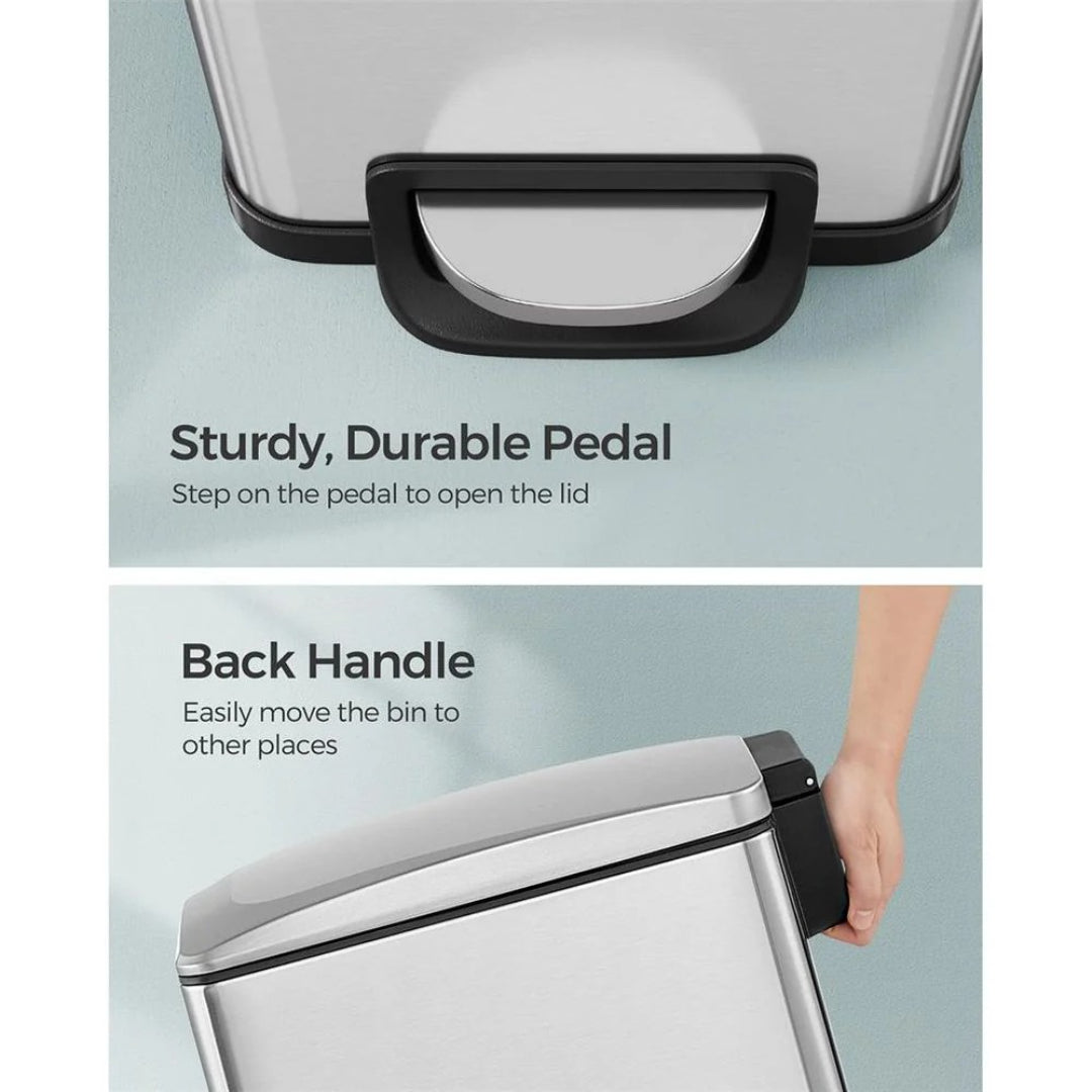 13-Gallon Slim Kitchen Trash Can with Soft-Close Lid and Inner Bucket