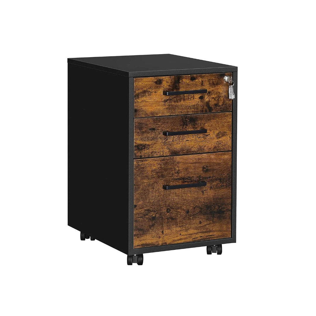Office Filing Cabinet With Lock, 3 Drawer Mobile Storage Unit