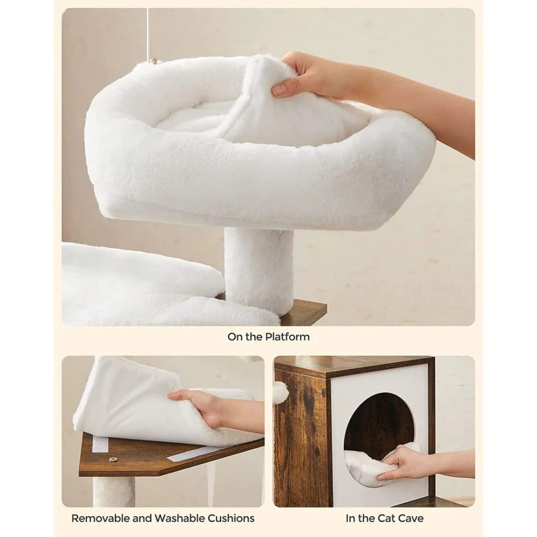 Cat Tree With Litter Box Enclosure Multi Level Cat Tower 22.6in