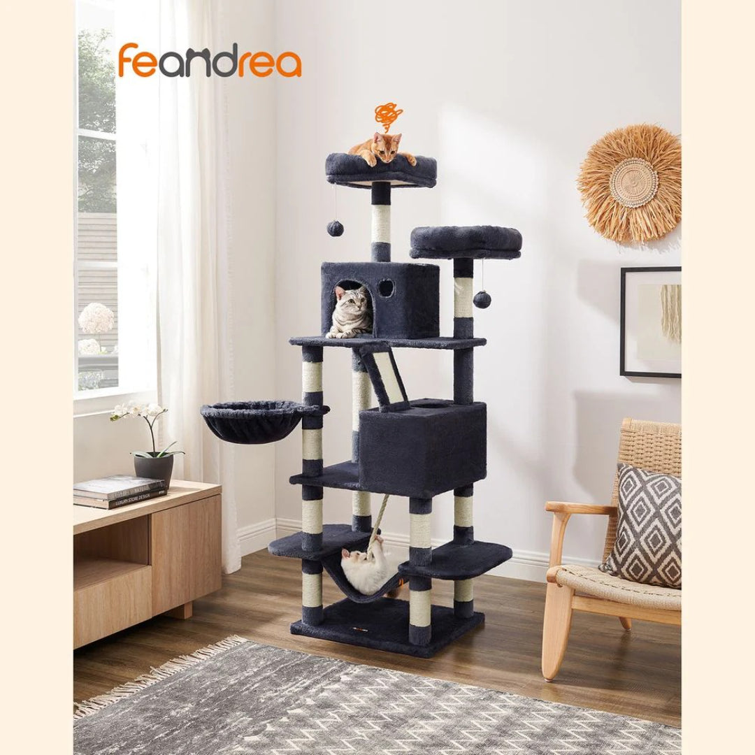 Cat Tree 66.1in Multi Level Cat Tower With Perches Caves Hammock