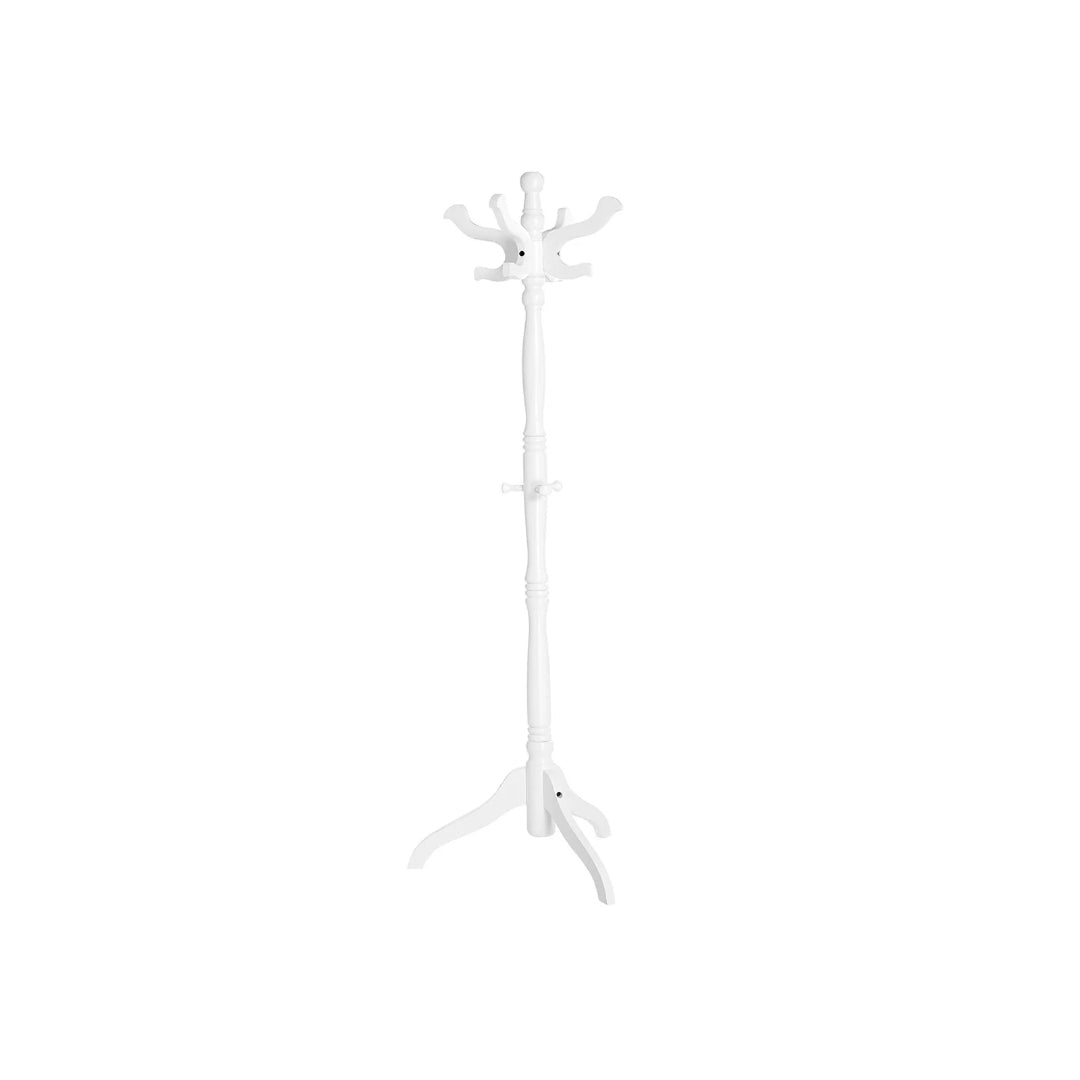 Freestanding Coat Rack With 11 Hooks, Solid Wood Stand